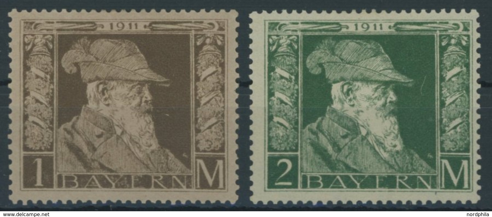 BAYERN 86/7I *, 1911, 1 Und 2 M. Luitpold, Type I, Falzreste, 2 Prachtwerte, Mi. 240.- - Sonstige & Ohne Zuordnung