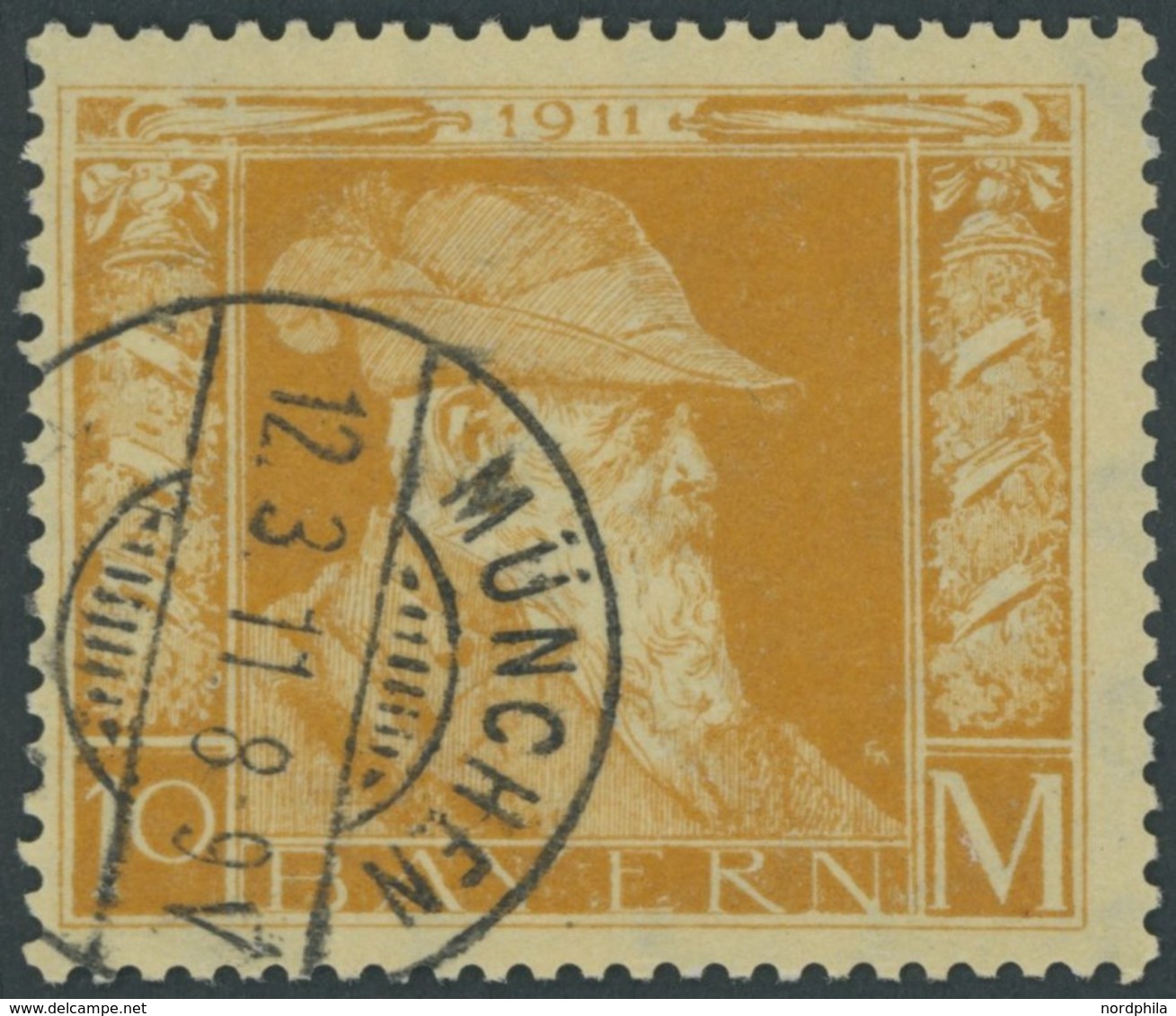 BAYERN 90I O, 1911, 10 M. Luitpold, Type I, Pracht, Mi. 85.- - Altri & Non Classificati