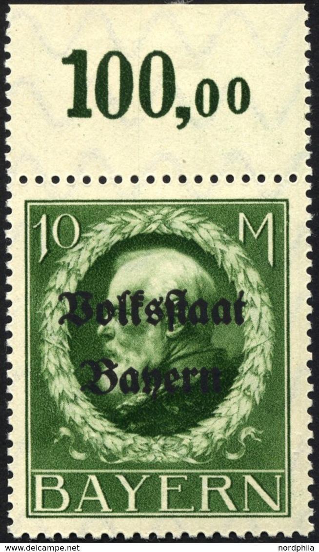 BAYERN 132IA **, 1919, 10 M. Volksstaat, Frühdruck, Pracht, Gepr. Dr. Helbig, Mi. 55.- - Otros & Sin Clasificación