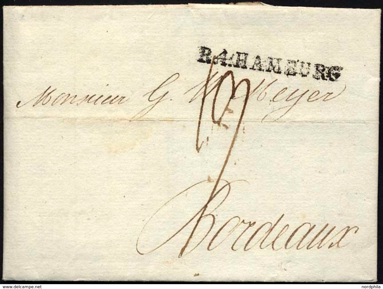 HAMBURG VORPHILA 1806, R.4. HAMBURG, L1 Auf Brief Nach Bordeaux, Pracht - Other & Unclassified