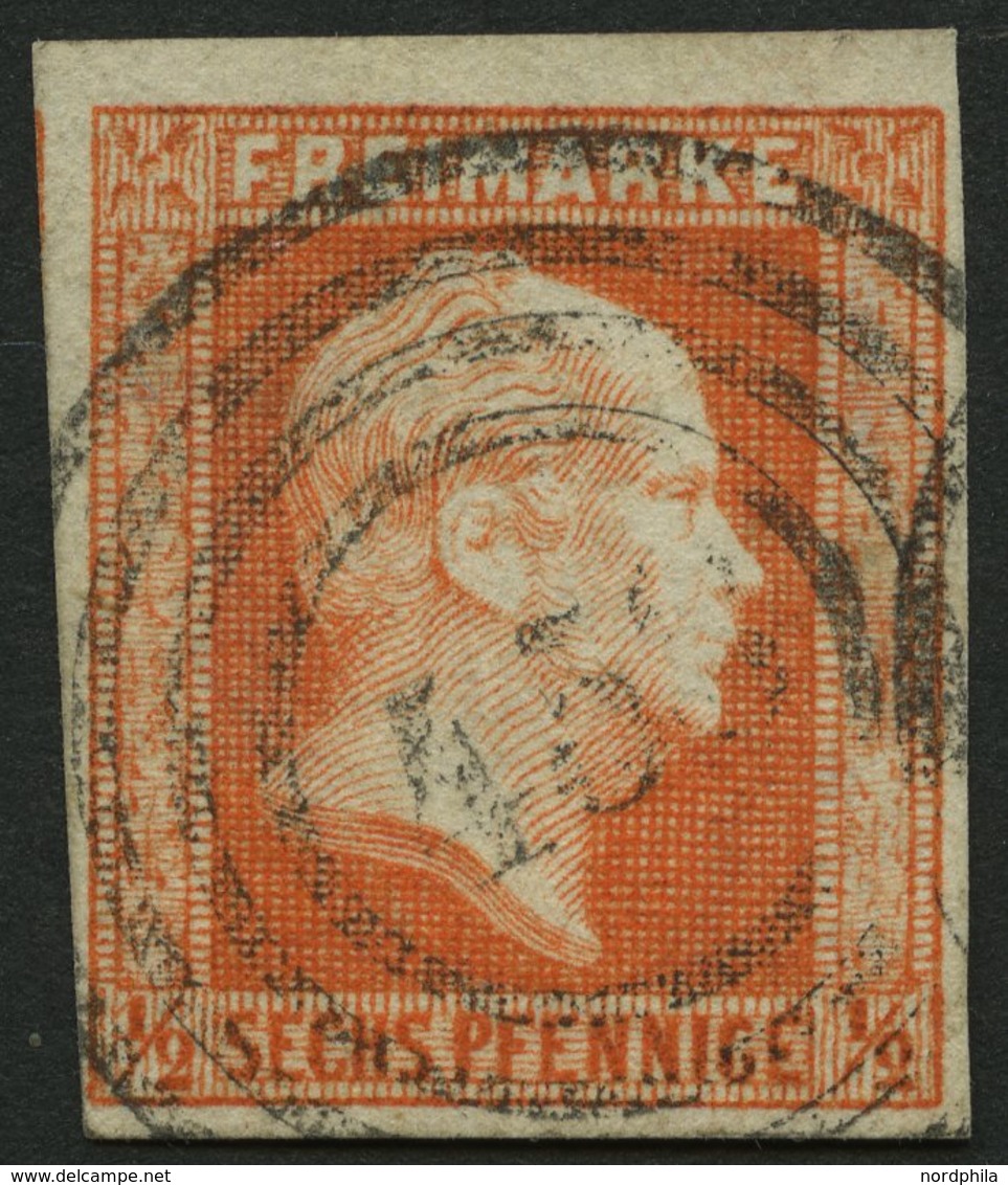 PREUSSEN 1 O, 1851, 1/2 Sgr. Rotorange Mit Nummernstempel 458, Pracht - Autres & Non Classés