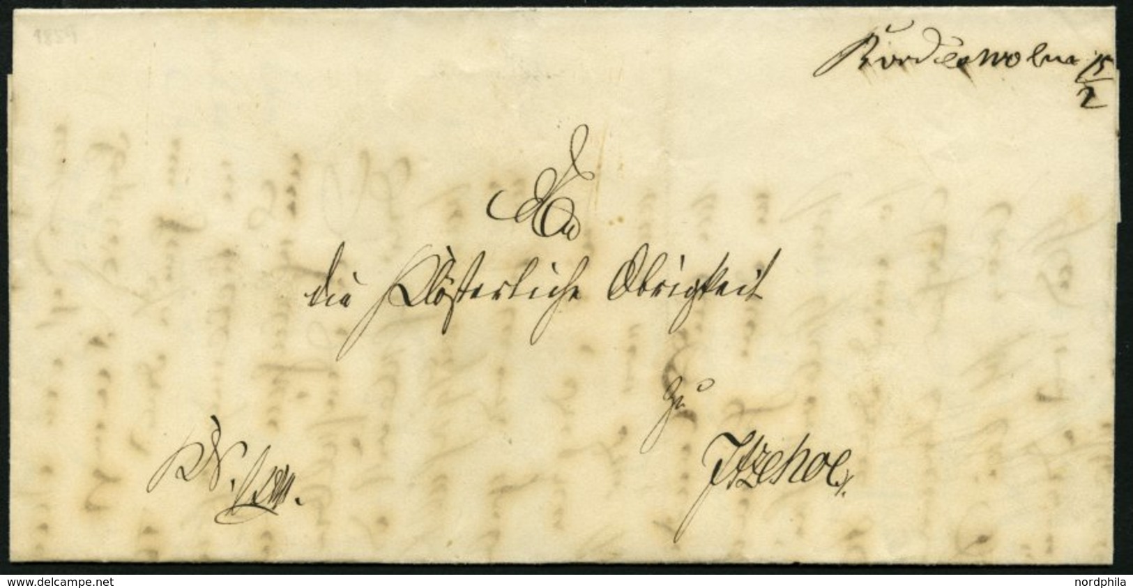 SCHLESWIG-HOLSTEIN BORDESHOLM, Handschriftlich Auf Brief (1859) Nach Itzehoe, Volleständiges Rückseitiges Lacksiegel, Pr - Precursores