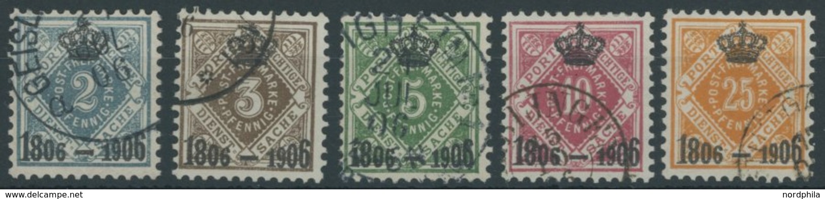 WÜRTTEMBERG 107-11 O, 1906, 100 Jahre Königreich, Gefälligkeitsabstempelungen, Prachtsatz - Other & Unclassified