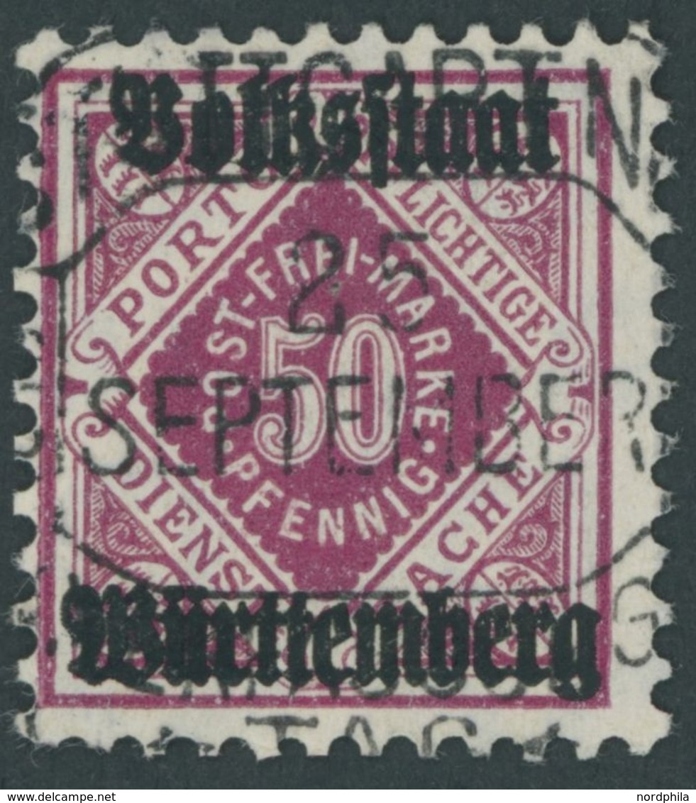 WÜRTTEMBERG 143a O, 1919, 50 Pf. Karmin, Normale Zähnung, Pracht, Gepr. Winkler Und Infla, Mi. 300.- - Autres & Non Classés