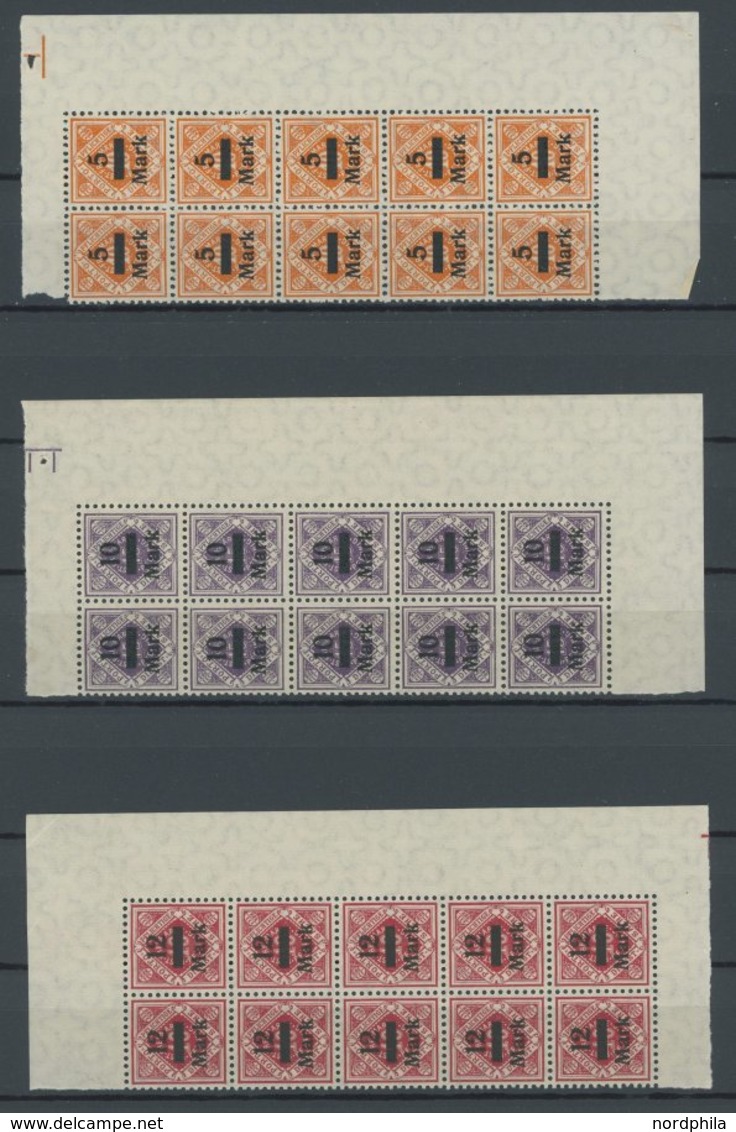 WÜRTTEMBERG 159-70 **, 1922/3, Ziffer In Raute, Je 10x Im Bogenteil, Postfrisch, Pracht - Autres & Non Classés