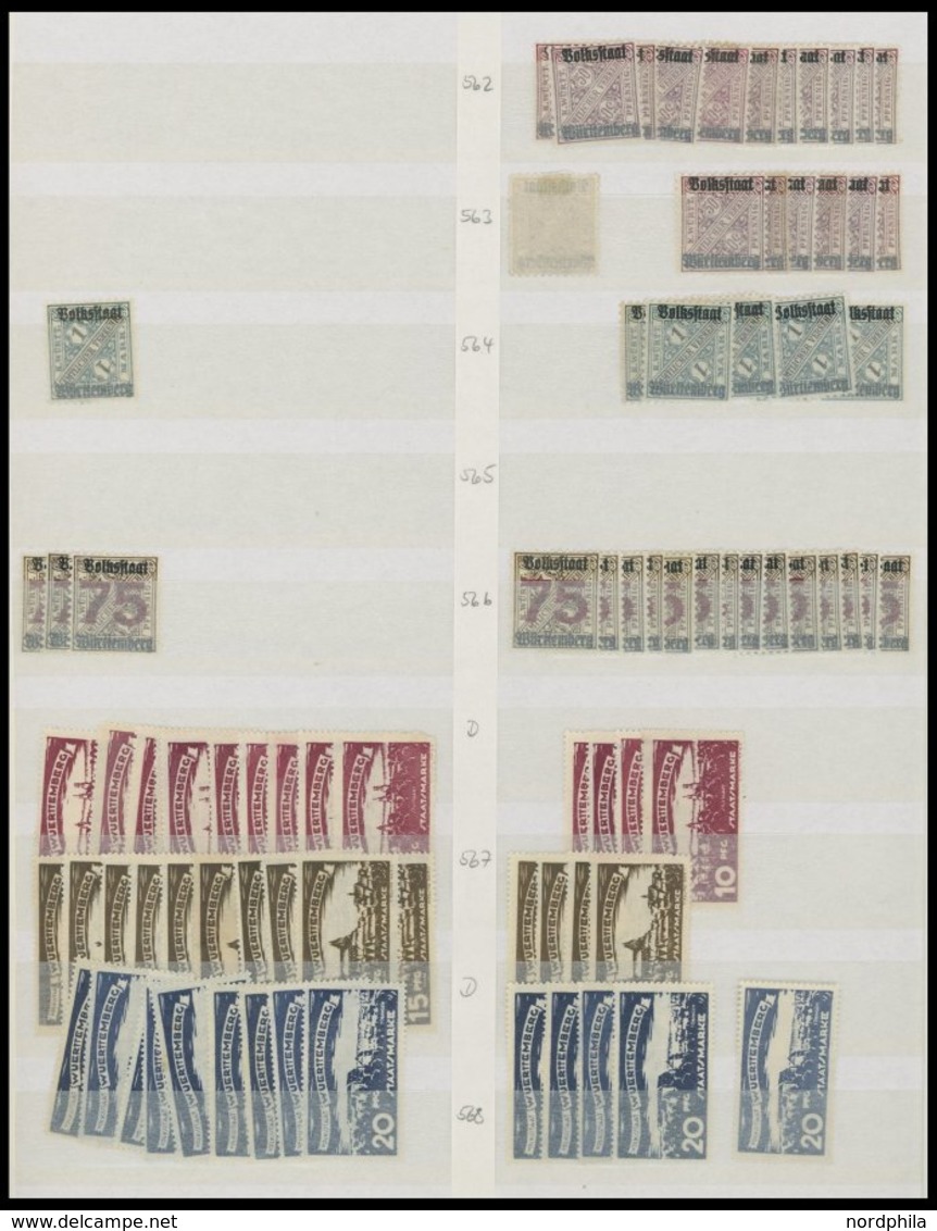 WÜRTTEMBERG 44-281 *,** , 1875-1923, Gut Sortierte Reichhaltige Dublettenpartie Neue Währung Und Dienstmarken I Und II V - Autres & Non Classés