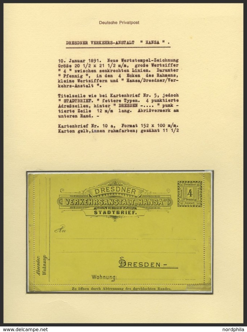 DRESDEN C K BRIEF, HANSA: 6 Verschiedene Kartenbriefe (davon 5 Ungebraucht) Sowie 2 Verschiedene Streifbänder (1x Gebrau - Postes Privées & Locales