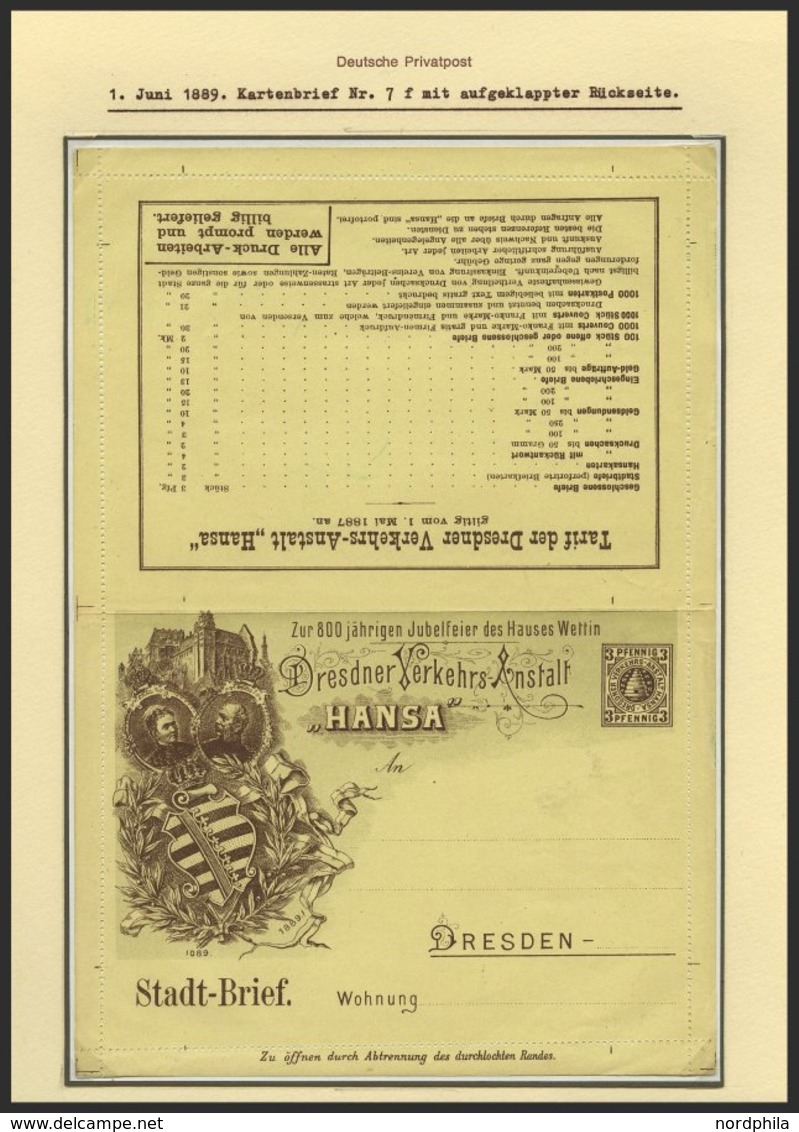DRESDEN C K BRIEF, HANSA: 6 Verschiedene Kartenbriefe (davon 5 Ungebraucht) Sowie 2 Verschiedene Streifbänder (1x Gebrau - Postes Privées & Locales