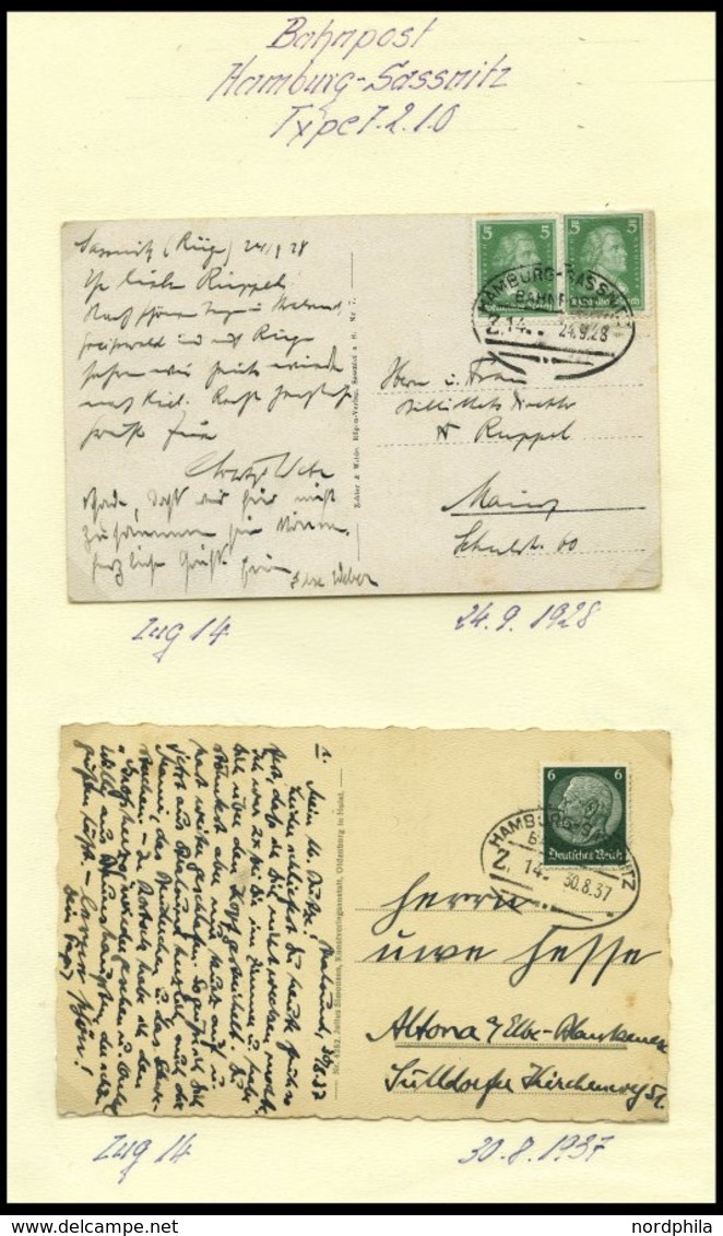 BAHNPOST Hamburg-Sassnitz (verschiedene Züge) 1923-1942, 10 Belege Meist Pracht - Franking Machines (EMA)