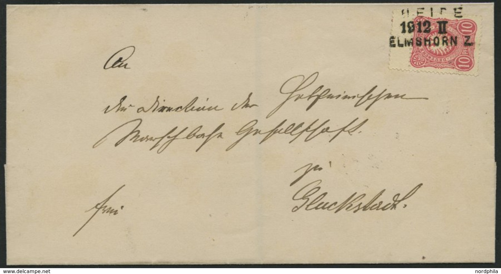 BAHNPOST DR 41 BRIEF, Heide-Elmshorn II, L2 Auf 10 Pf. Karmin (oben Mit Steg), Brief (1880) Nach Glückstadt, Pracht - Franking Machines (EMA)