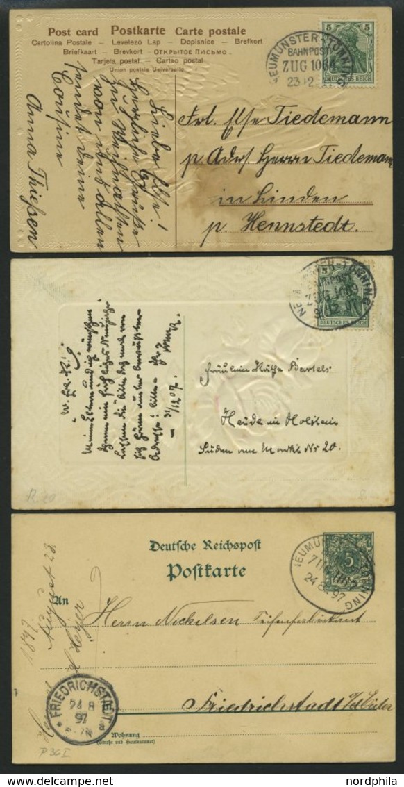 BAHNPOST Neumünster-Tönning (Zug 1064,1069 Und 1167), 1897-1911, 3 Prachtkarten - Franking Machines (EMA)