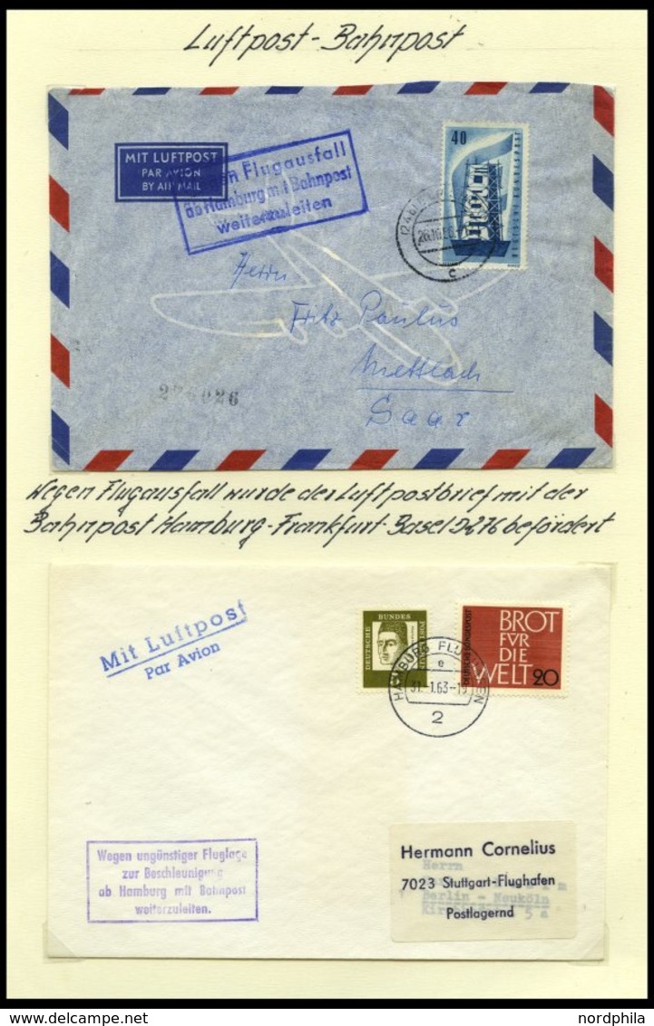 BAHNPOST Luftpost-Bahnpost, 1937-1963, 4 Verschiedene Belege, Dabei Feldpostbrief Nach Leningrad, Feinst/Pracht - Máquinas Franqueo (EMA)