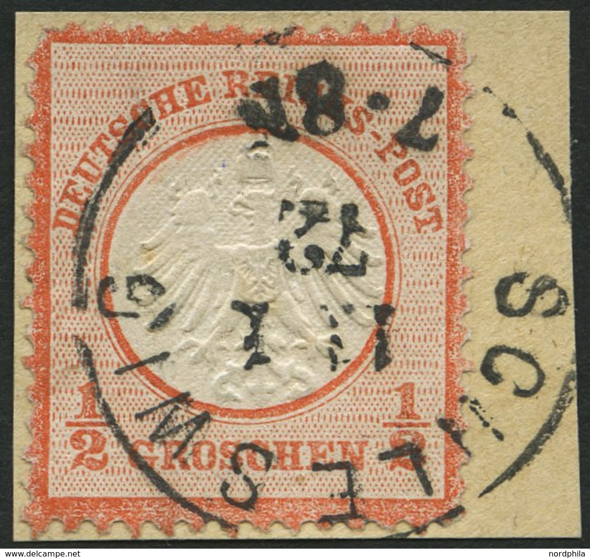 Dt. Reich 3 BrfStk, 1872, 1/2 Gr. Ziegelrot, K1 SCHLESWIG 11.1.72 (frühe Verwendung!), Normale Zähnung, Prachtbriefstück - Used Stamps
