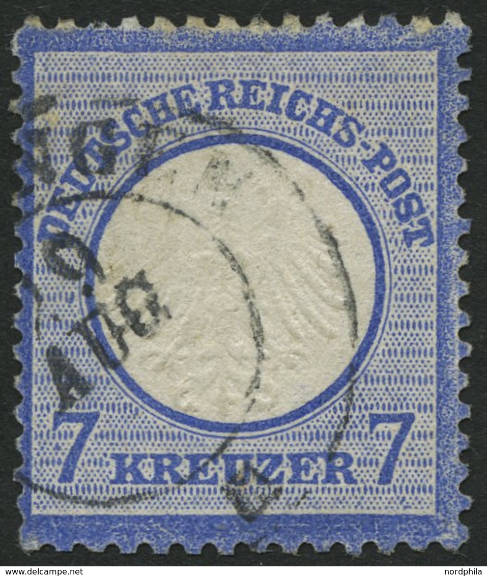 Dt. Reich 10 O, 1872, 7 Kr. Ultramarin, Normale Zähnung, Pracht, Mi. 120.- - Oblitérés