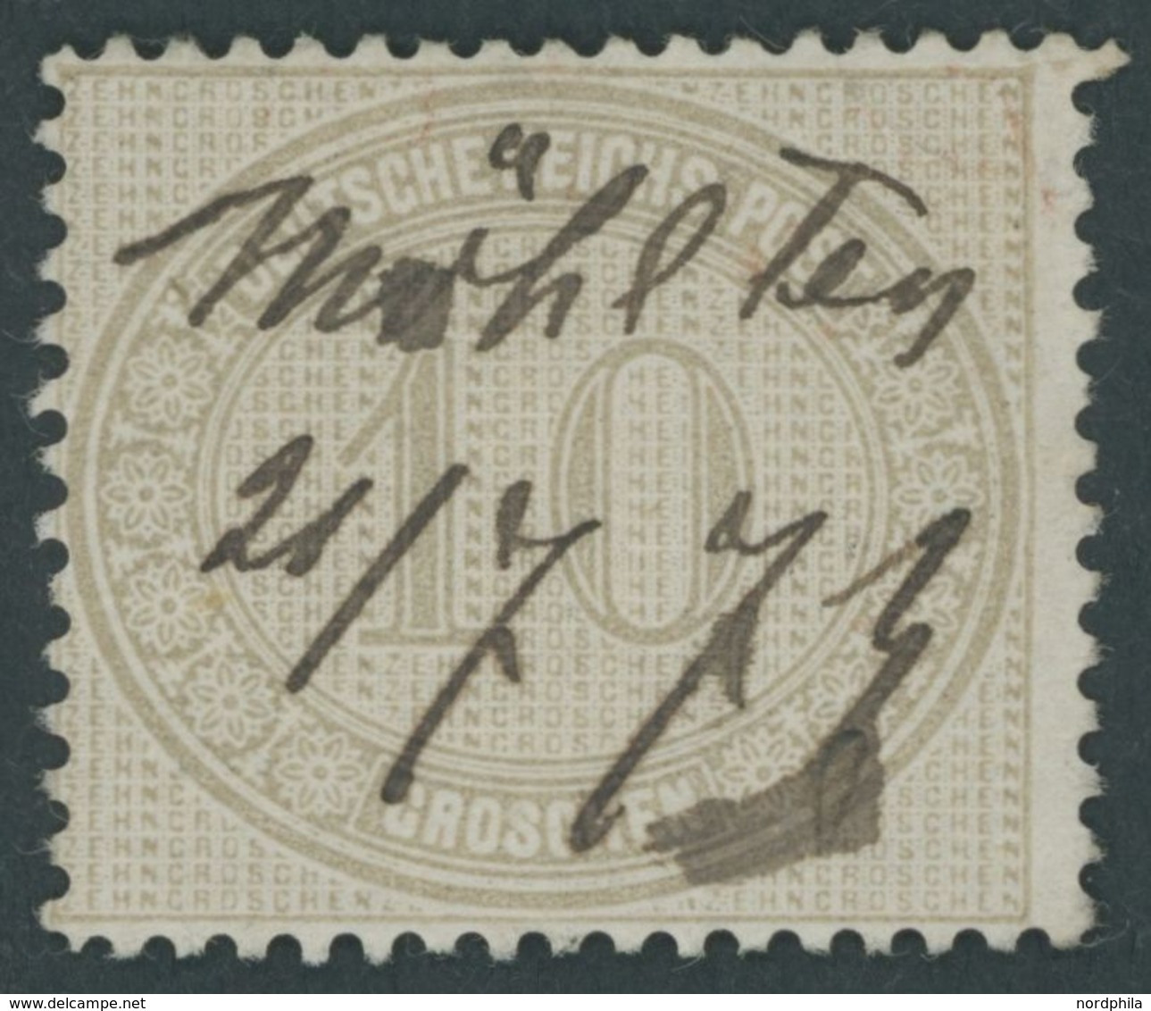 1872, 10 Gr. Hellgraubraun, Handschriftlich Möhlten, Winzige Knitter Sonst Pracht, Mi. 250.- -> Automatically Generated  - Used Stamps