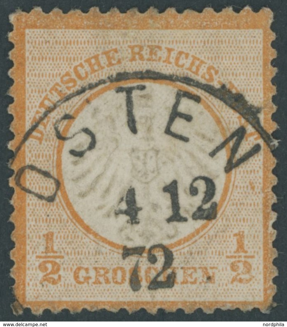 Dt. Reich 14 O, 1872, 1/2 Gr. Orange Mit Zentrischem NDP-Stempel OSTEN, üblich Gezähnt Pracht, Mi. (65.-) - Oblitérés