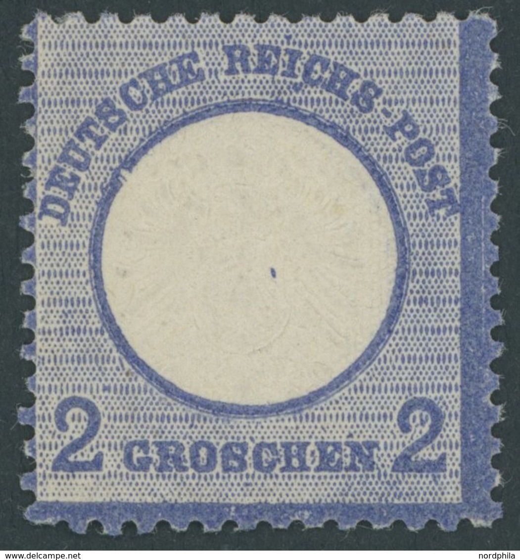 Dt. Reich 20X *, 1872, 2 Gr. Ultramarin Mit Plattenfehler Kerbe Im Innenkreis Unter UT, Kleine Marke, Falzrest, üblich G - Oblitérés