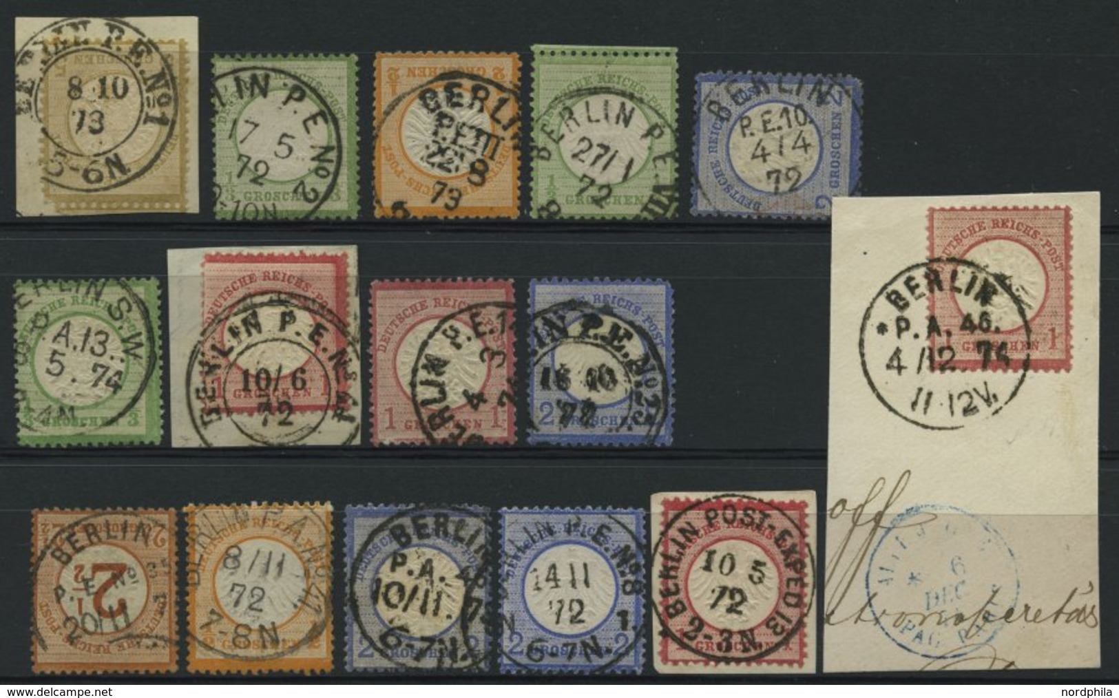 Dt. Reich O,BrfStk , 15 Brustschilde Mit Verschiedenen Berliner Postexpeditionsstempeln, Feinst/Pracht - Used Stamps