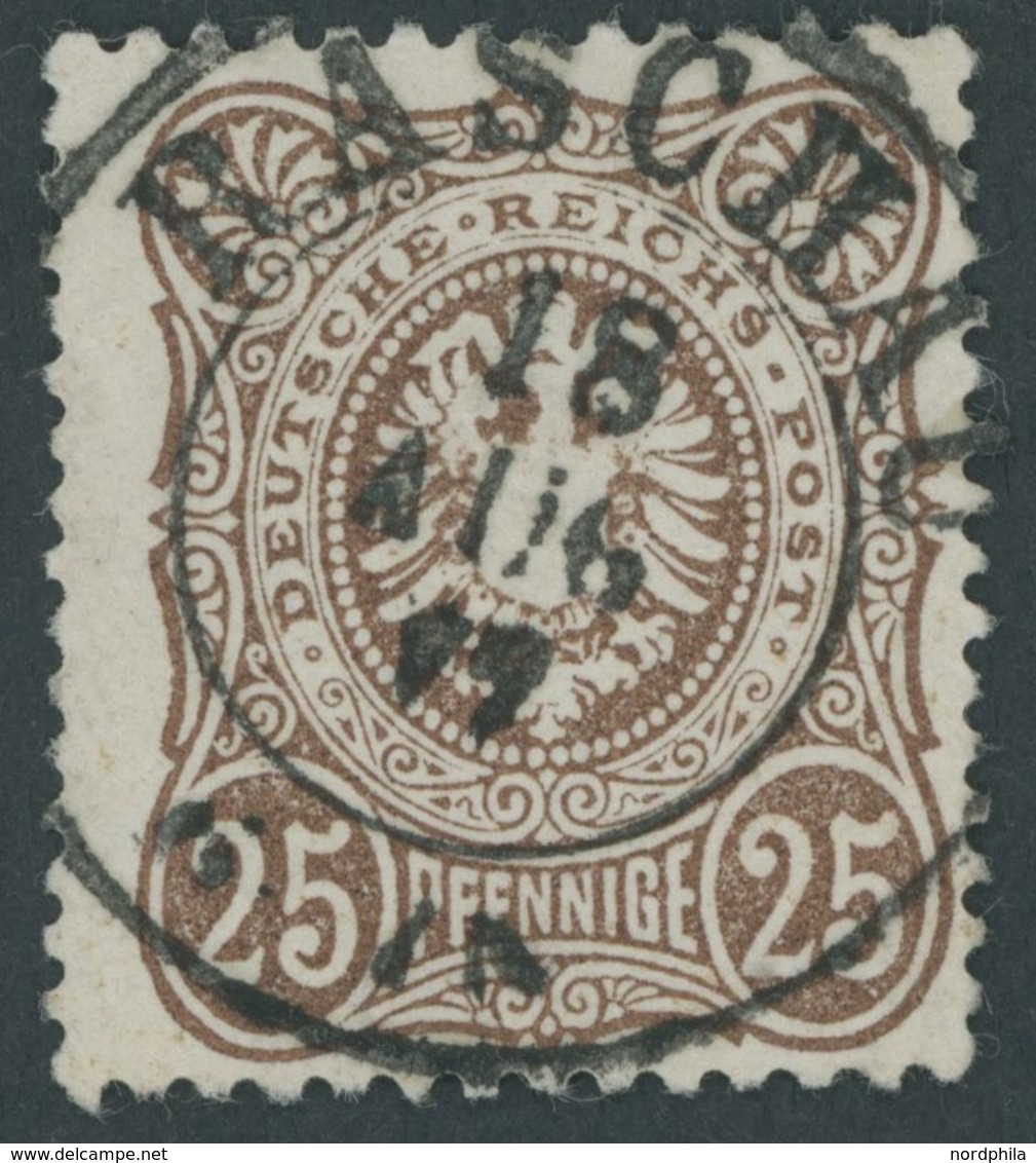 1879, 25 Pfe. Dunkelbraun, Zentrischer Sachsenstempel RASCHAU, Kleiner Eckbug Sonst Pracht, Gepr. Jäschke-L., Mi. 300.-  - Sonstige & Ohne Zuordnung