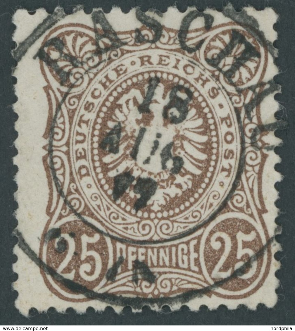 1879, 25 Pfe. Dunkelbraun, Zentrischer Sachsenstempel RASCHAU, Kleiner Eckbug Sonst Pracht, Gepr. Jäschke-L., Mi. 300.-  - Other & Unclassified