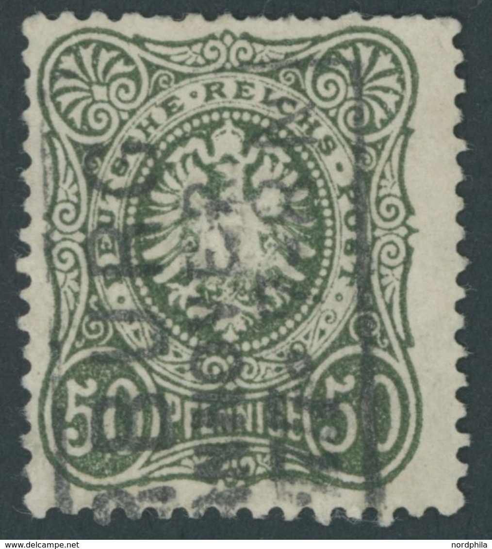 1877, 50 Pfe. Dunkelolivgrün, Oben Zahnmängel, Gepr. Wiegand, Mi. 200.- -> Automatically Generated Translation: 1877, 50 - Other & Unclassified