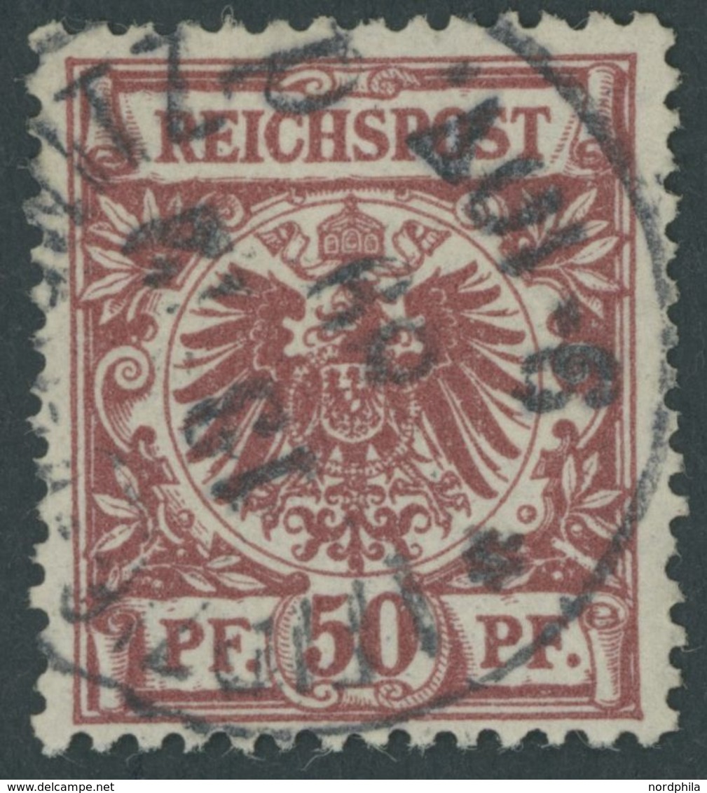 1889, 50 Pf. Feuerrot Mit Datumstempel Von 1889, Pracht, Gepr. Jäschke-L., Mi. (90.-) -> Automatically Generated Transla - Autres & Non Classés