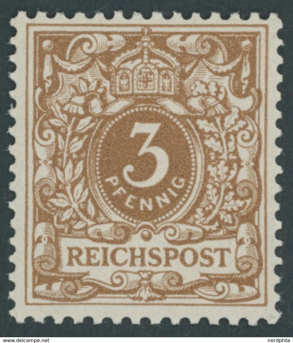 Dt. Reich 45d **, 1897, 3 Pf. Rötlichocker (helle Nuance), Postfrisch, Kabinett, Gepr. Zenker, Mi. 500.- - Sonstige & Ohne Zuordnung