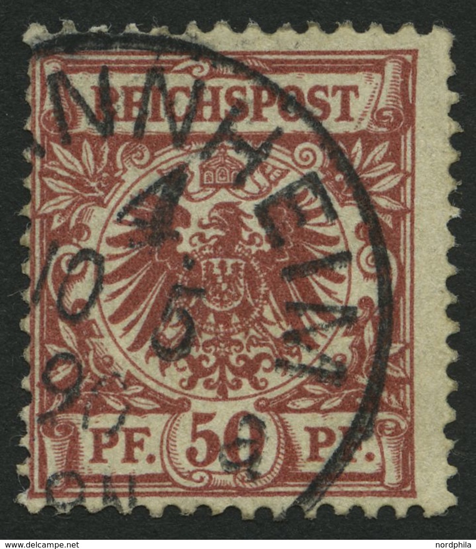Dt. Reich 50a O, 1889, 50 Pf. Feuerrot, Etwas Bügig Sonst Pracht, Gepr. Wiegand, Mi. 90.- - Other & Unclassified