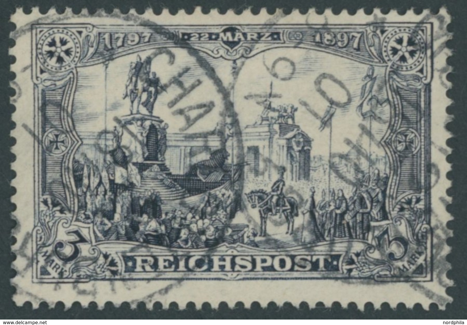 Dt. Reich 65I O, 1900, 3 M. Reichspost, Type I, Kabinett, Mi. (60.-) - Sonstige & Ohne Zuordnung