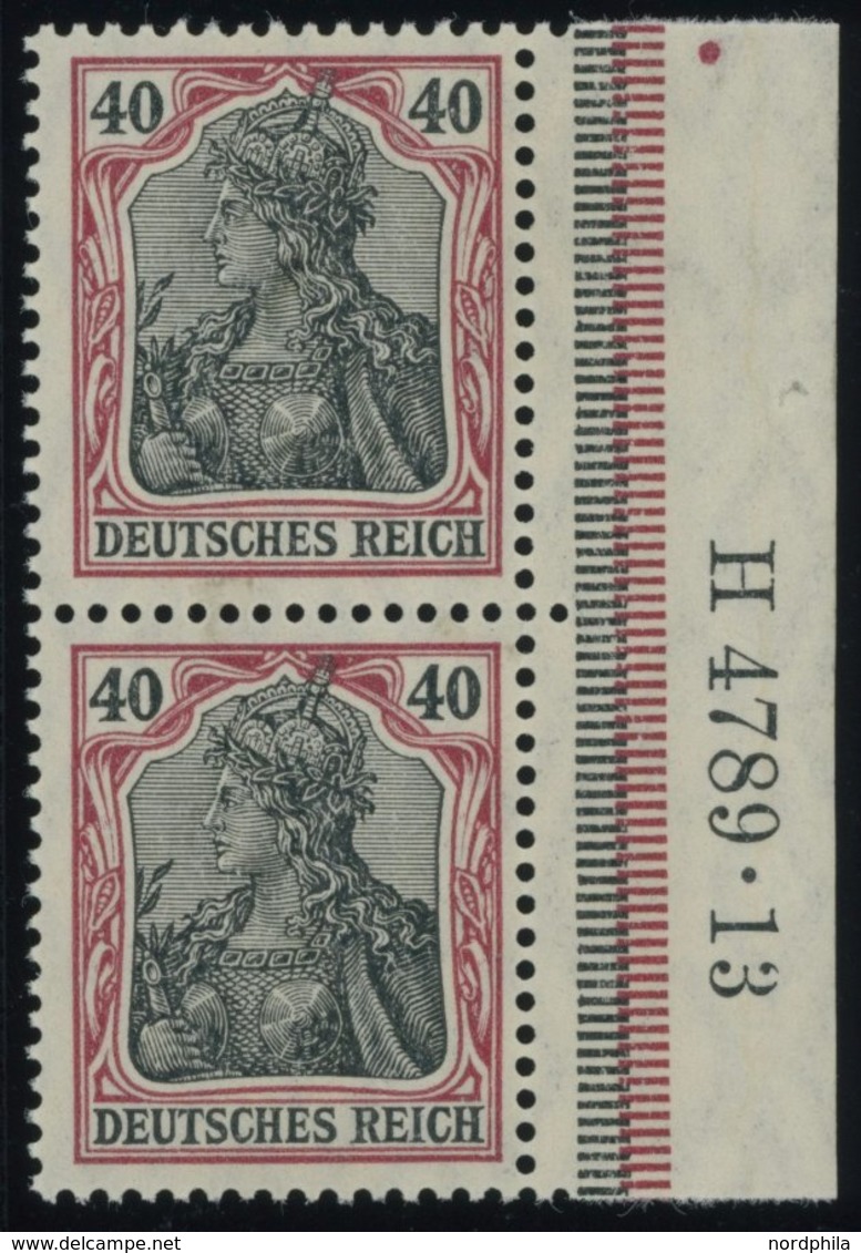 Dt. Reich 90I HAN Paar **, 1905, 40 Pf. Dunkelrötlichkarmin/schwarz Friedensdruck Im Senkrechten HAN-Paar H 4789.13, Pos - Autres & Non Classés