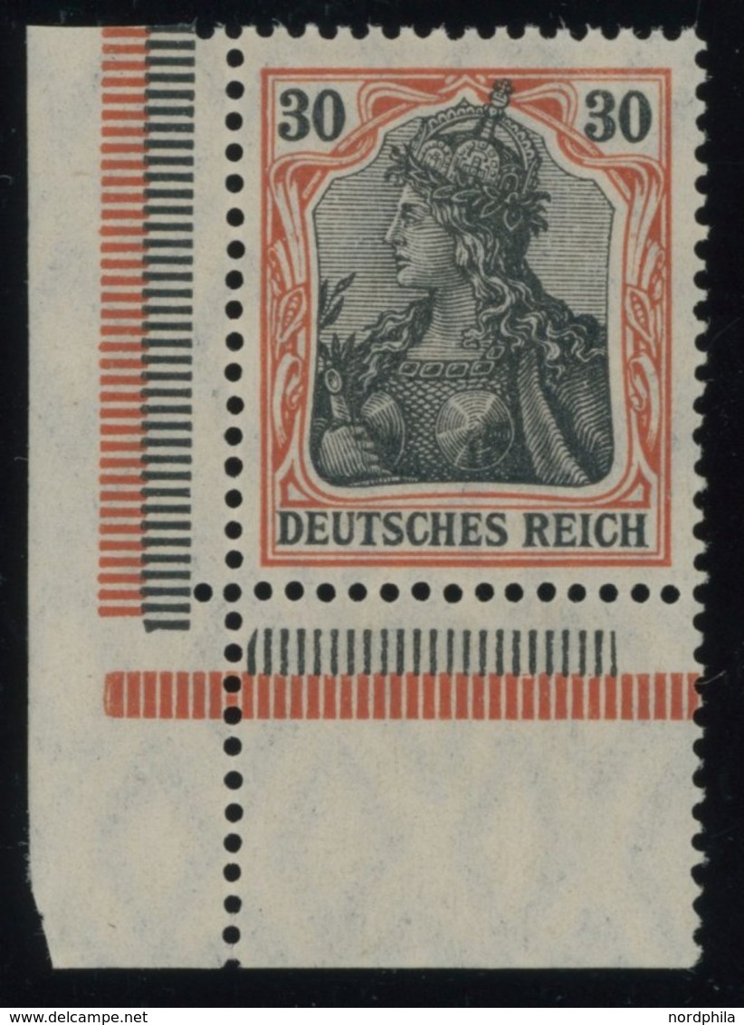 1915, 30 Pf. Dunkelrotorange/schwarz Auf Orangeweiß Kriegsdruck, Untere Linke Bogenecke, Postfrisch, Pracht, Gepr. Jäsch - Other & Unclassified