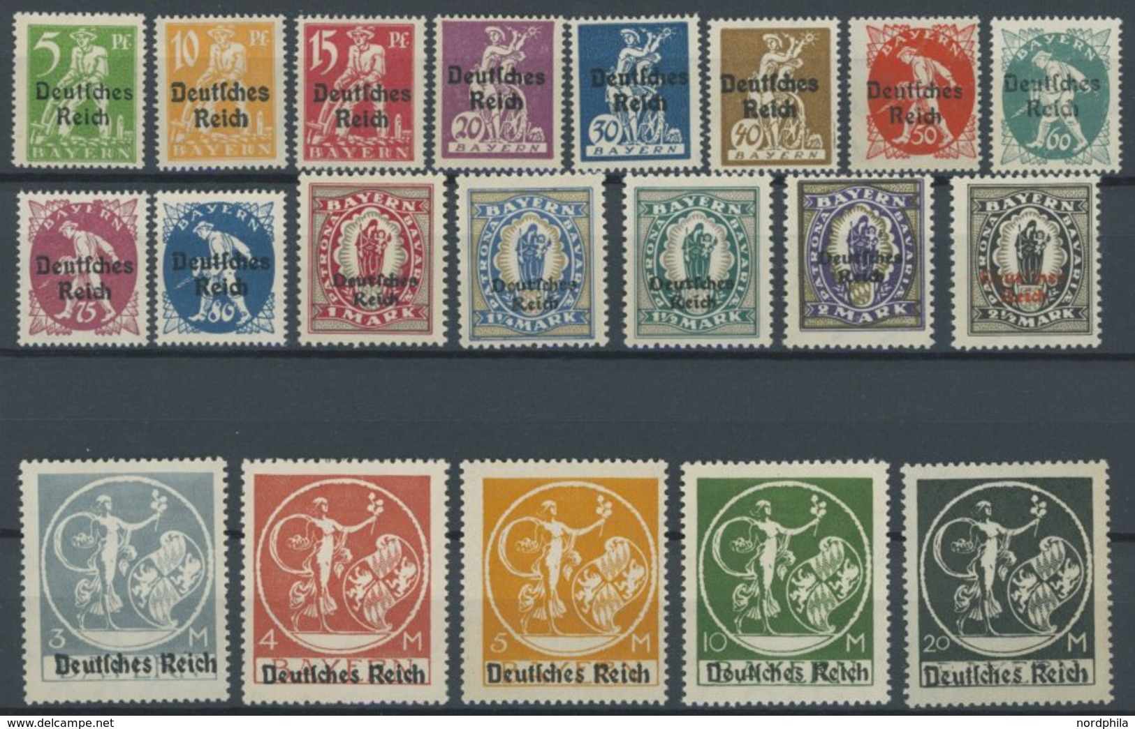 Dt. Reich 119-38I **, 1920/1, Abschiedsserie, Postfrischer Prachtsatz, Mi. 130.- - Other & Unclassified