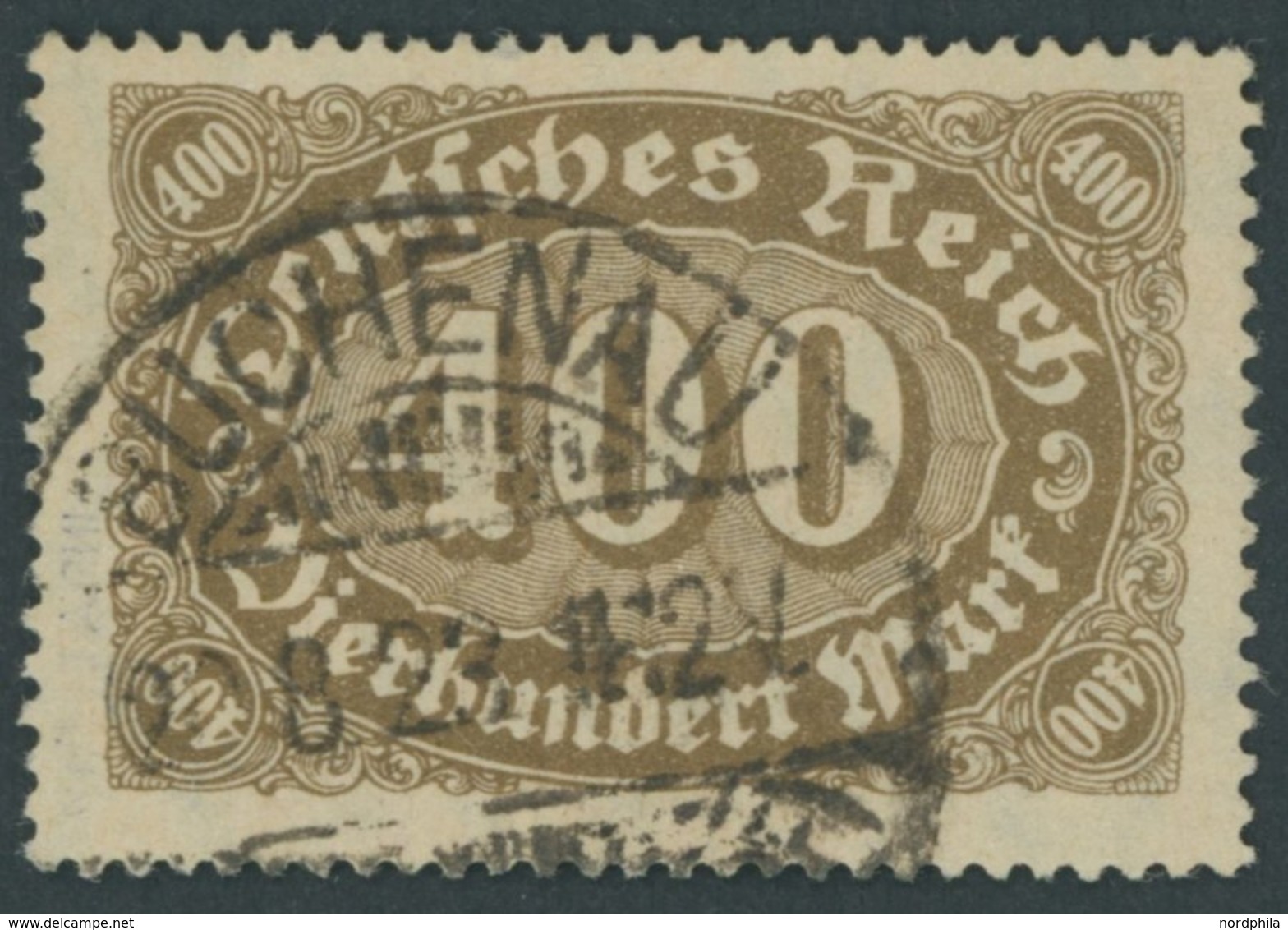 Dt. Reich 222c O, 1922, 400 M. Olivbraun, Pracht, Gepr. Infla, Mi. 120.- - Sonstige & Ohne Zuordnung