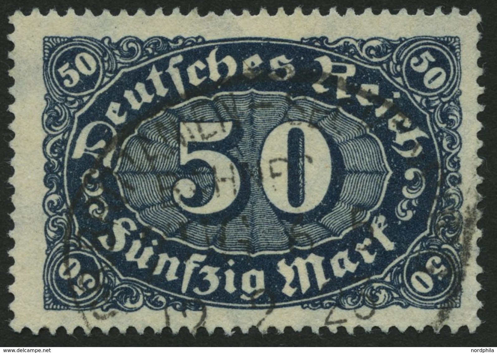 Dt. Reich 246c O, 1922, 50 M. Schwarzblau, Pracht, Gepr. Infla, Mi. 55.- - Other & Unclassified