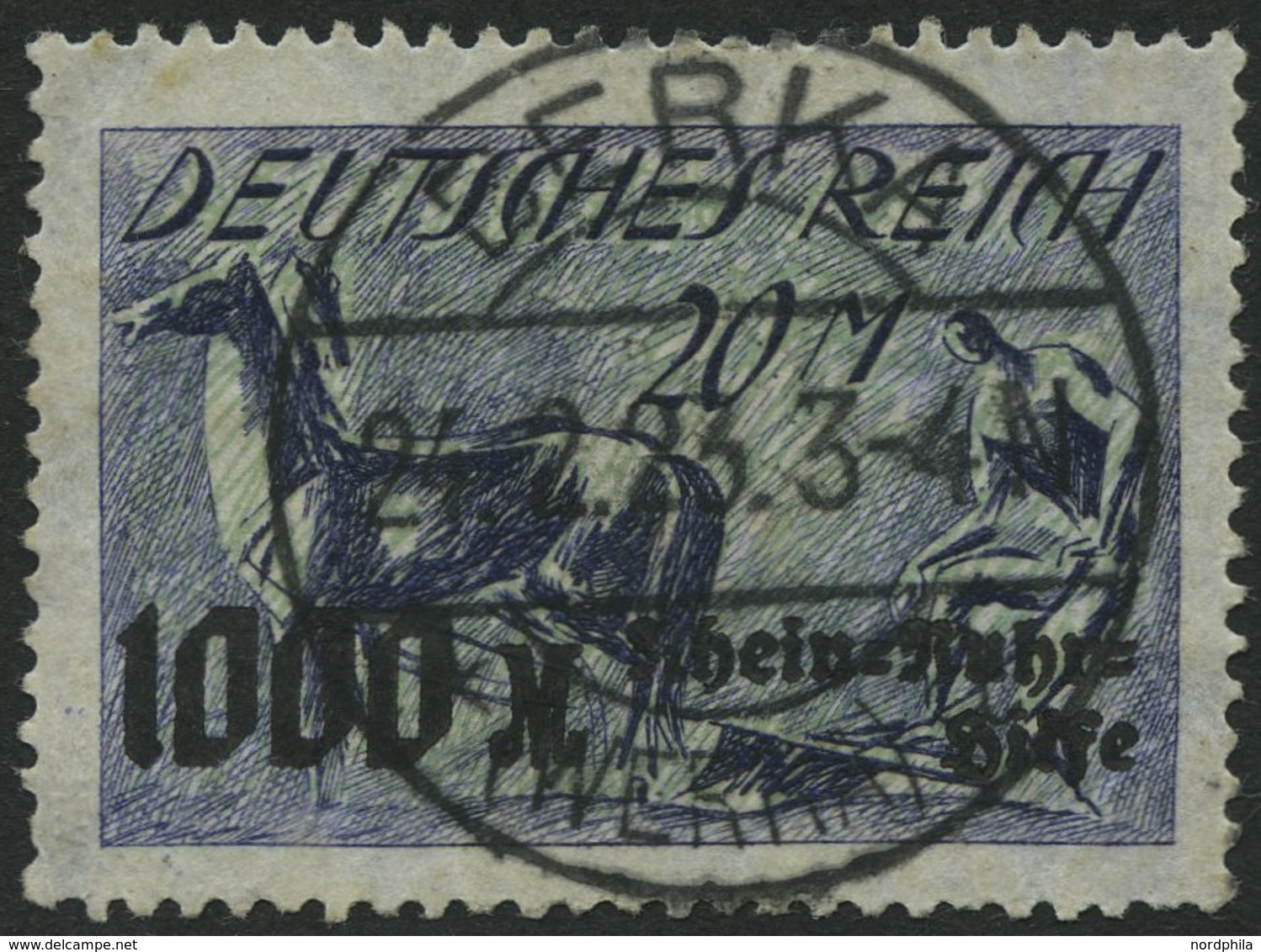 Dt. Reich 260 O, 1923, 20 M. Rhein- Und Ruhrhilfe, Feinst (Zahnmängel), Gepr. Winkler, Mi. 110.- - Autres & Non Classés