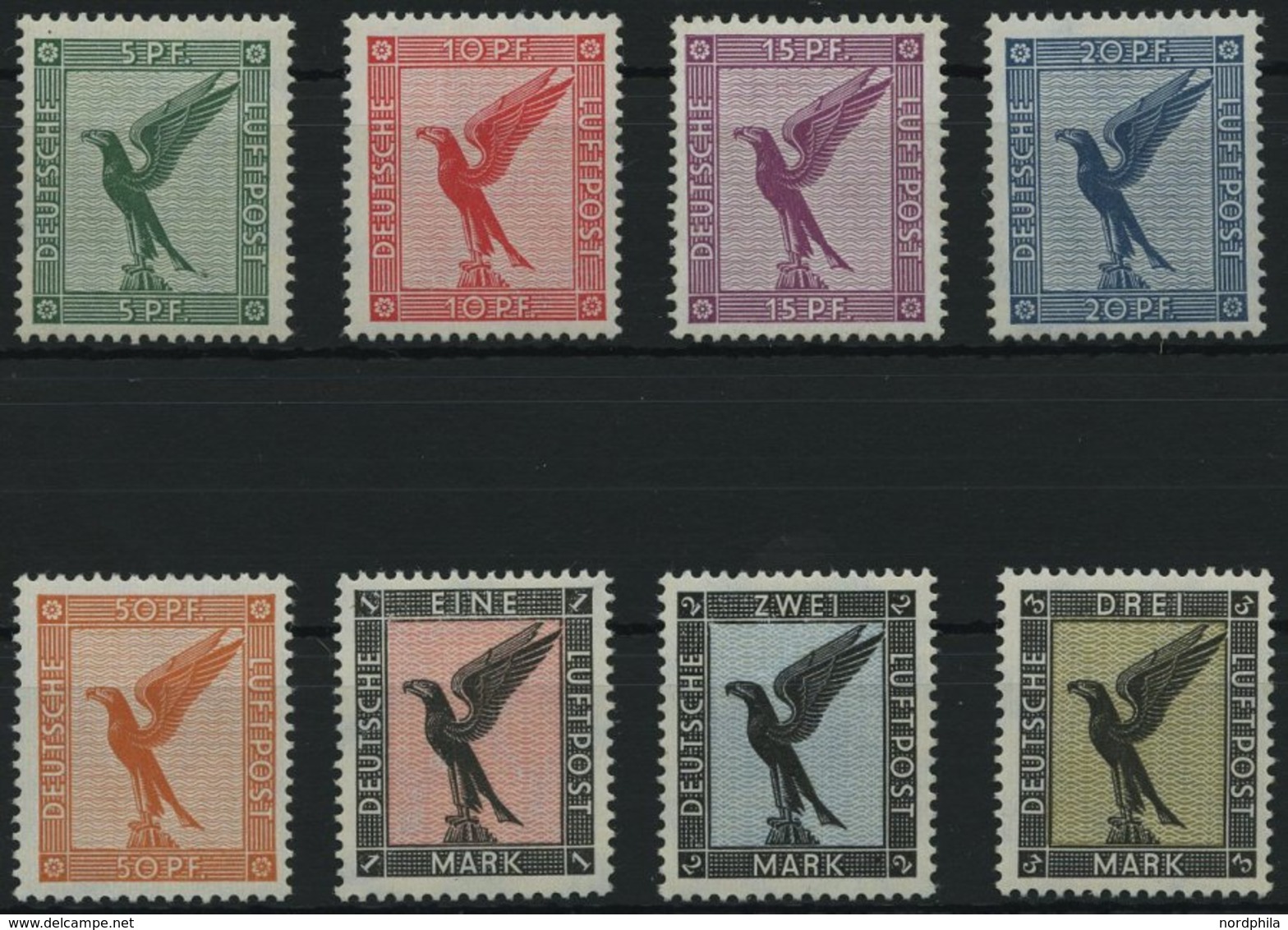 Dt. Reich 378-84 **, 1926, Adler, Postfrischer Prachtsatz, Fotoattest H.D. Schlegel, Mi. 1200.- - Autres & Non Classés