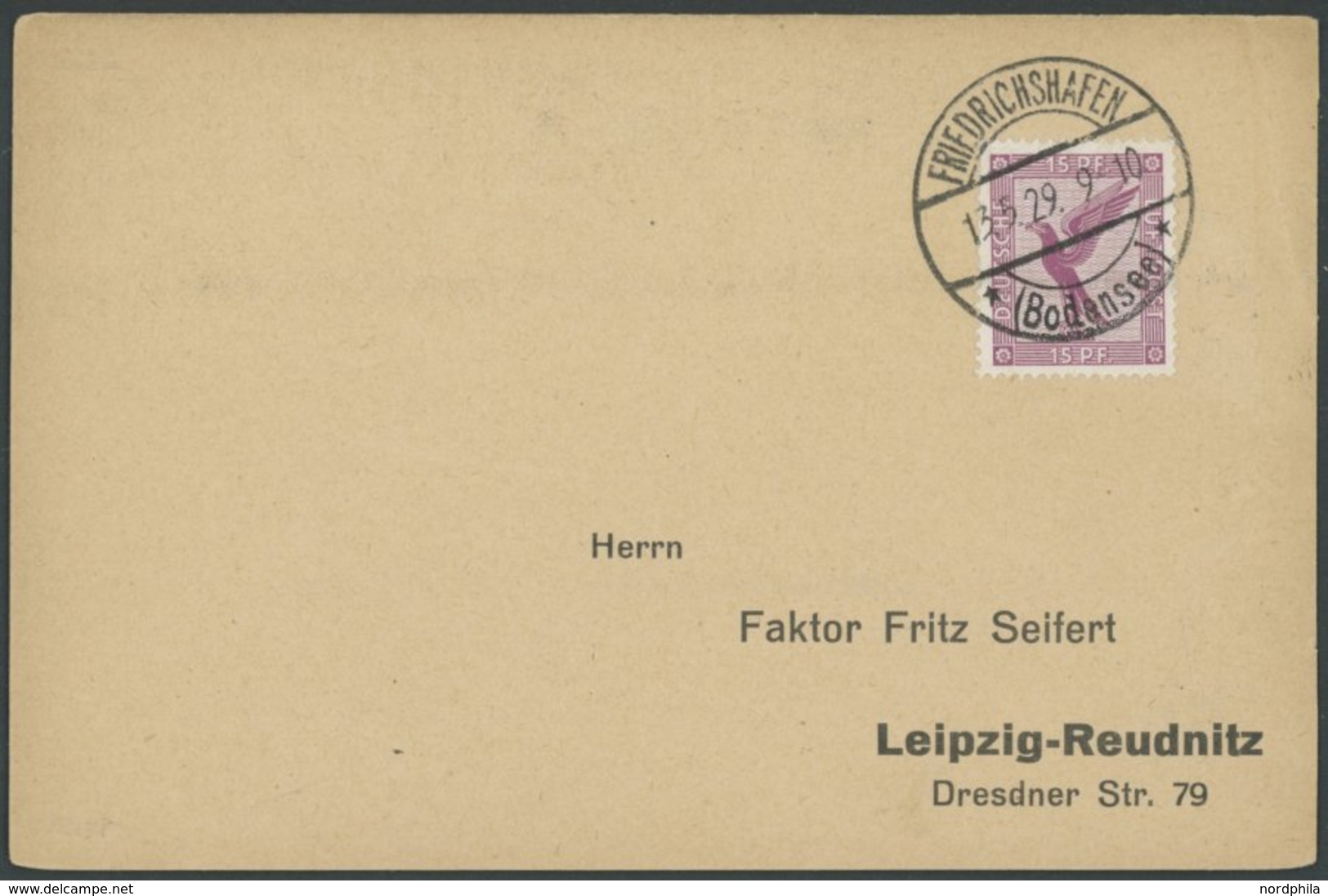 1929, 15 Pf. Adler Auf Erhaltbestätigungskarte Nach LEIPZIG-REUDNITZ Für 3 Zeppelin-Amerikafahrtbelege, Pracht -> Automa - Sonstige & Ohne Zuordnung