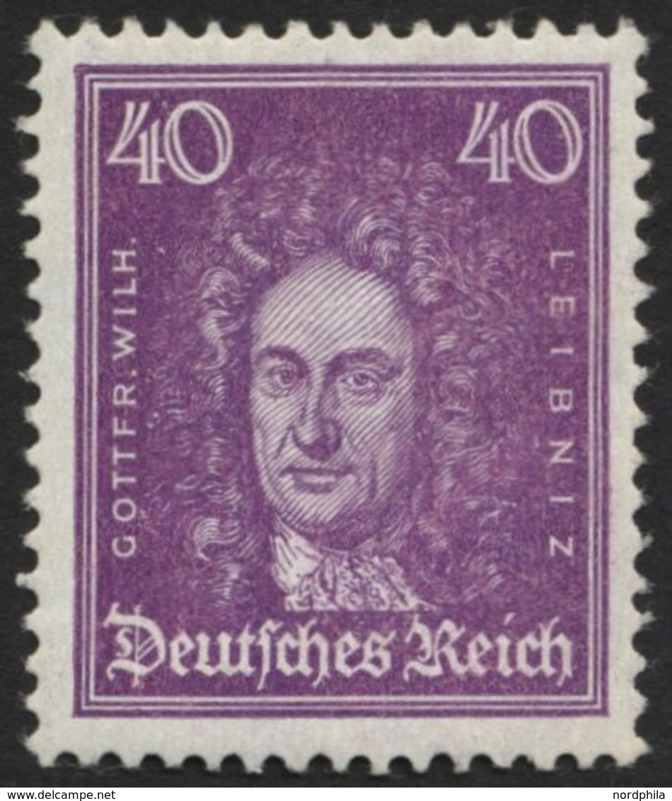 Dt. Reich 395 **, 1926, 40 Pf. Leibniz, üblich Gezähnt Pracht, Gepr. Schlegel, Mi. 160.- - Sonstige & Ohne Zuordnung