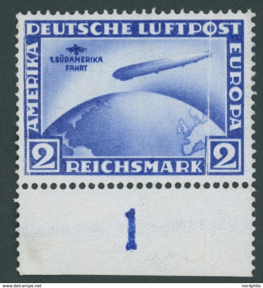 Dt. Reich 438Y **, 1930, 2 M. Südamerikafahrt, Wz. Liegend, Mit Unterrand, Postfrisch, Senkrechter Knick Durch Die Marke - Sonstige & Ohne Zuordnung