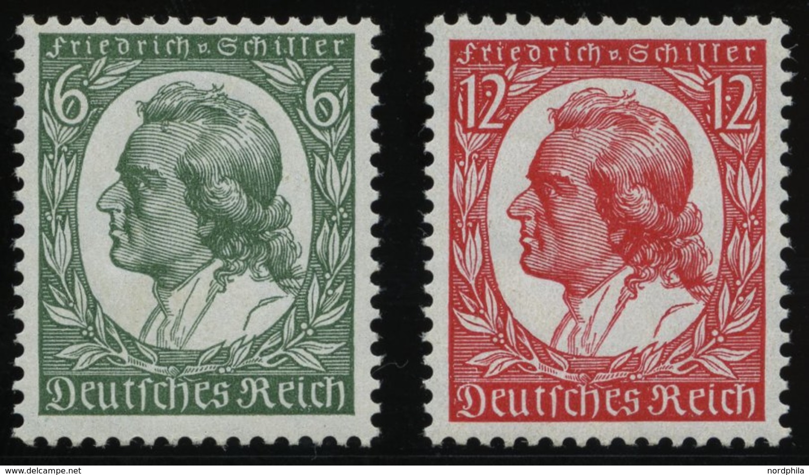 Dt. Reich 554/5 **, 1934, Schiller, Normale Zähnung, Pracht, Mi. 110.- - Sonstige & Ohne Zuordnung