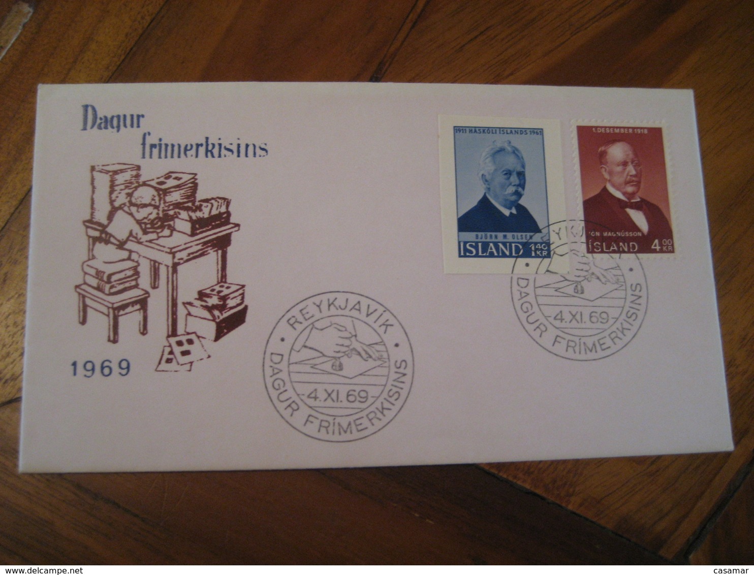 REYKJAVIK 1969 Olsen Imperforated + Magnusson 2 Stamps On Cancel Cover ICELAND - Covers & Documents