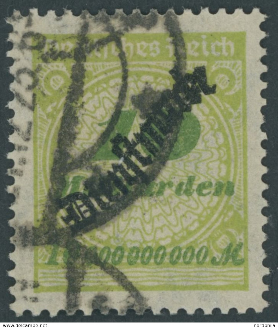 DIENSTMARKEN D 86 O, 1923, 10 Mrd. M. Schwärzlichgrüngelb/olivgrün, üblich Gezähnt Pracht, Gepr. Fleiner, Mi. 180.- - Officials