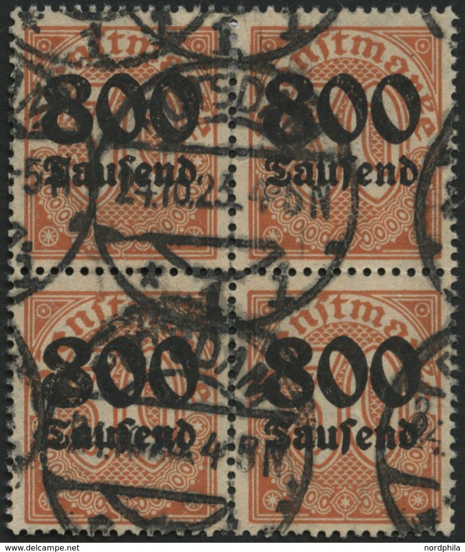 DIENSTMARKEN D 95Y VB O, 1923, 800 Tsd. M. Auf 30 Pf. Dunkelrotorange Auf Mattgelblichorange, Wz. 1, Im Viererblock, Pra - Dienstmarken