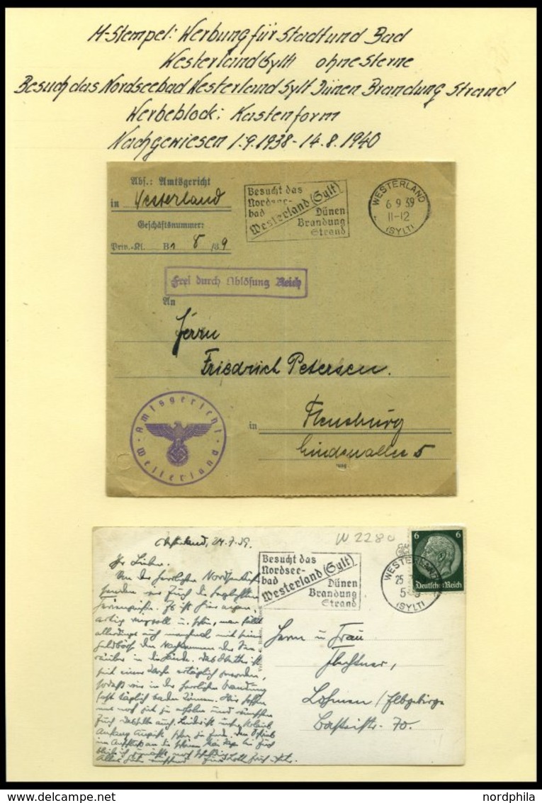 SAMMLUNGEN 1928-1940, Sammlung Maschinenstempel Von Westerland, 14 Belege Meist Pracht - Oblitérés