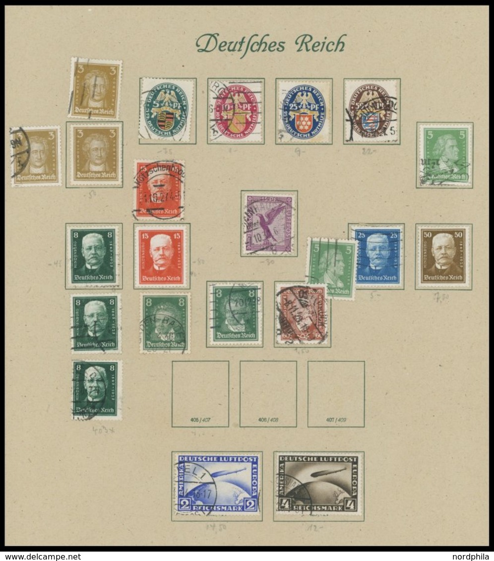 SAMMLUNGEN O,* , 1923-45 Sammlung Dt. Reich Mit Vielen Guten Werten, Sätzen Und Blocks (Bl. 4-11 O,*), Etwas Unterschied - Oblitérés