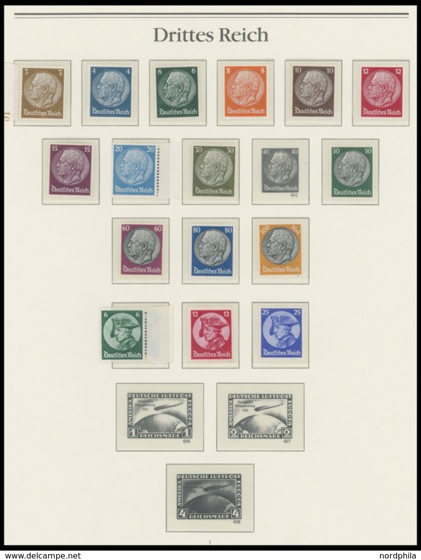 SAMMLUNGEN **, 1933-45, Bis Auf Mi.Nr. 491,496-507 Und Block 2 Und 3 Komplette Postfrische Sammlung Im Borek Album, Fast - Used Stamps