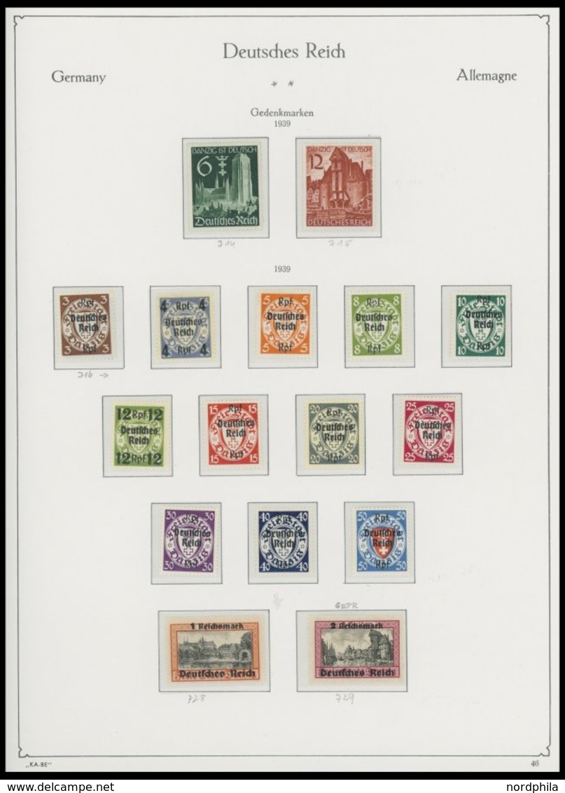 SAMMLUNGEN 565-910 **, 1935-45, Postfrische, In Den Hauptnummern Komplette Sammlung Dt. Reich Im KA-BE Album, Jedoch Ohn - Used Stamps