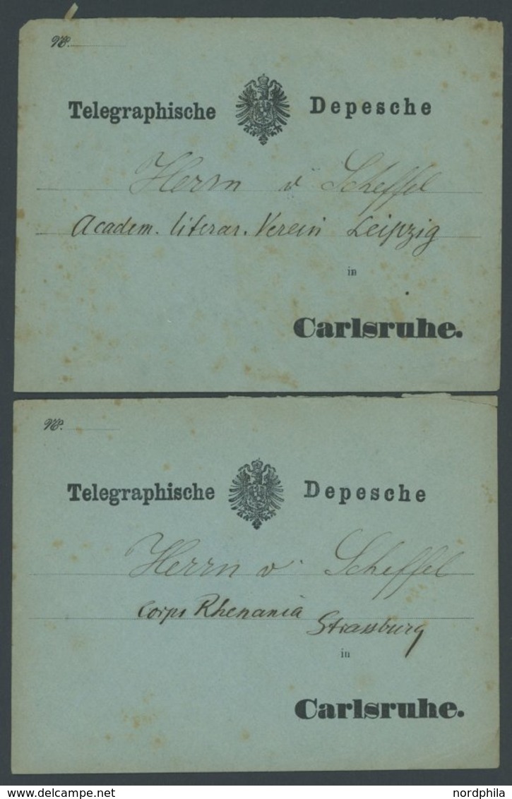 LOTS Ca. 1860-70, Telegraphische Depesche Carlsruhe, 6 Depeschen An Den Schriftsteller Und Dichter Victor Von Scheffel,  - Sonstige & Ohne Zuordnung