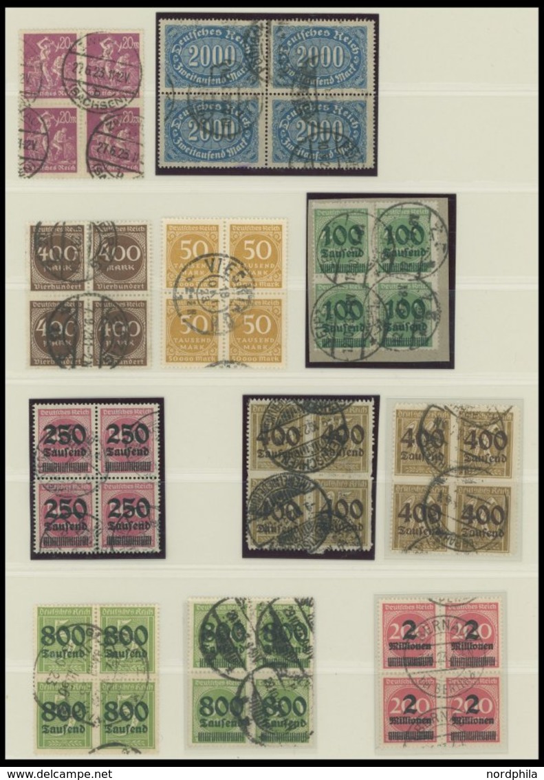 LOTS VB O , 1919-23, 64 Verschiedene Gestempelte Viererblocks (oder Größere Einheiten), Fast Nur Prachterhaltung, Alles  - Autres & Non Classés