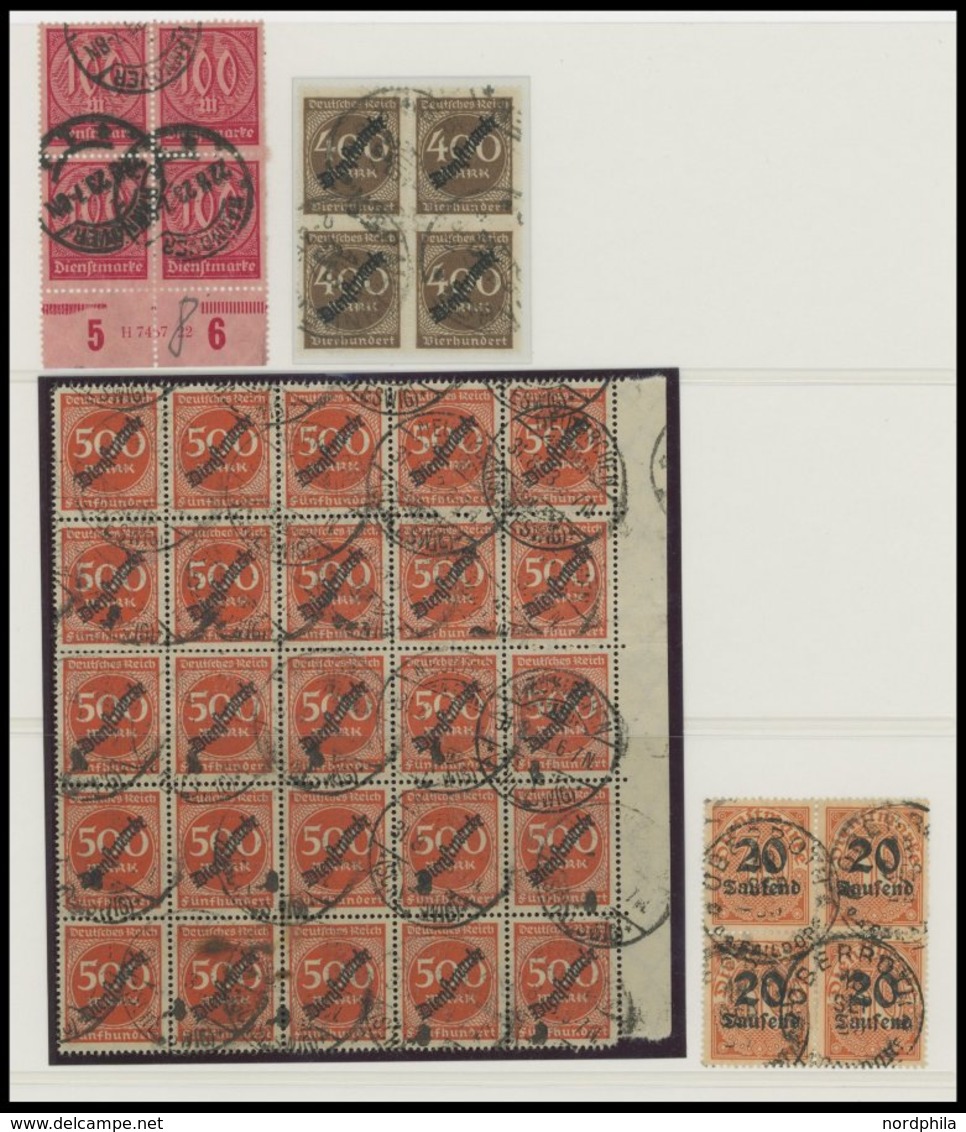 LOTS VB o , 1919-23, 64 verschiedene gestempelte Viererblocks (oder größere Einheiten), fast nur Prachterhaltung, alles 